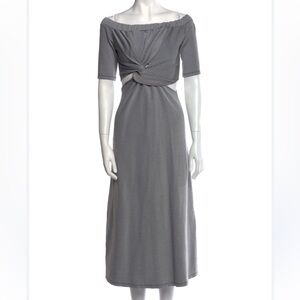 Sid Neigum Navy & White Striped Midi Dress With Cut Out Accents Size 6